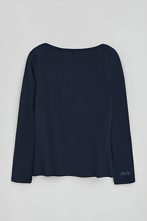 Camiseta azul marino de manga larga y cuello barco Polo Club - Image 8