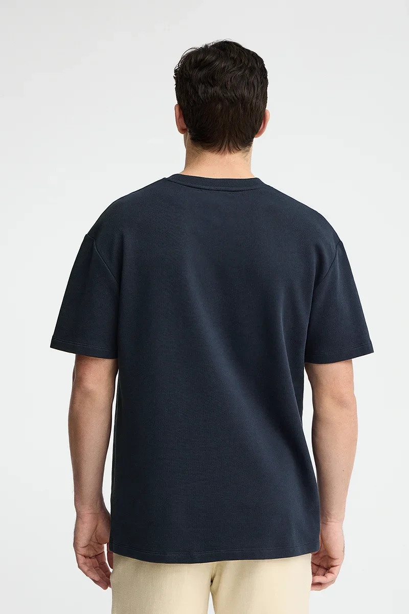 Camiseta azul marino con microestructura y parche Polo Club - Image 5