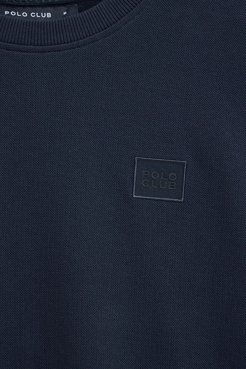 Camiseta azul marino con microestructura y parche Polo Club - Image 7
