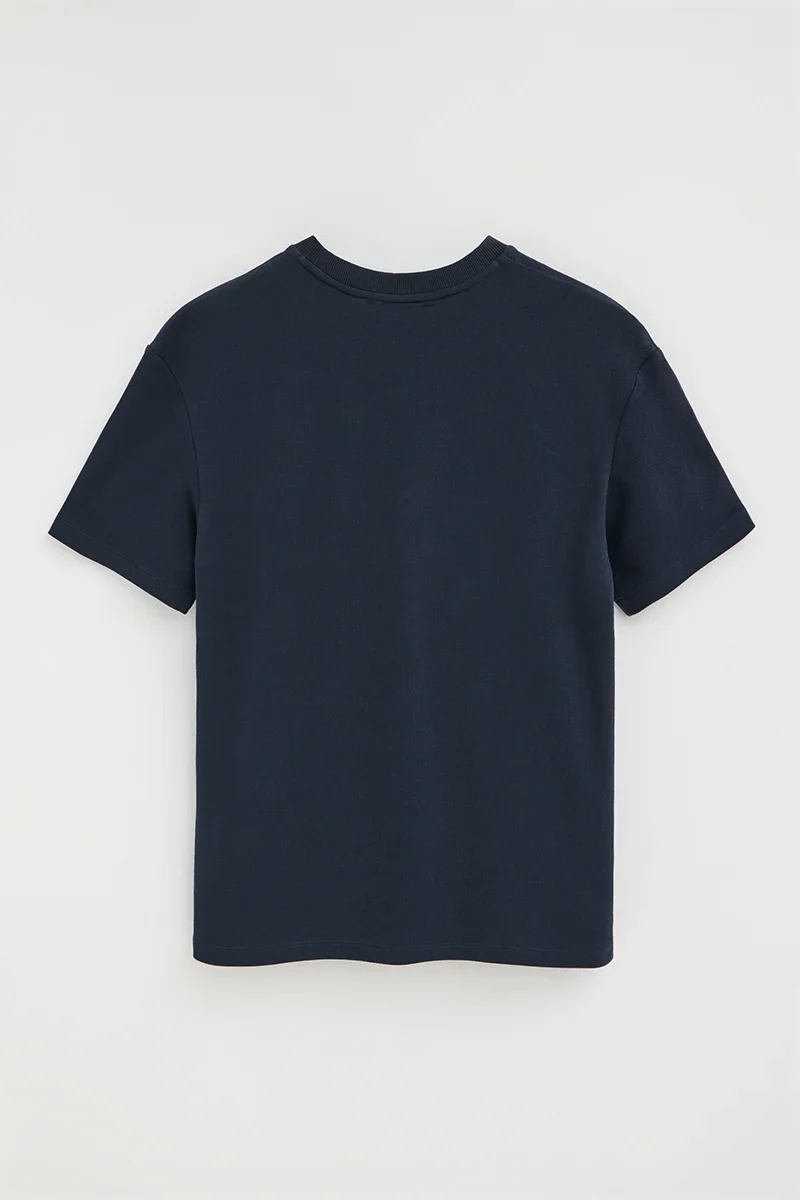 Camiseta azul marino con microestructura y parche Polo Club - Image 8