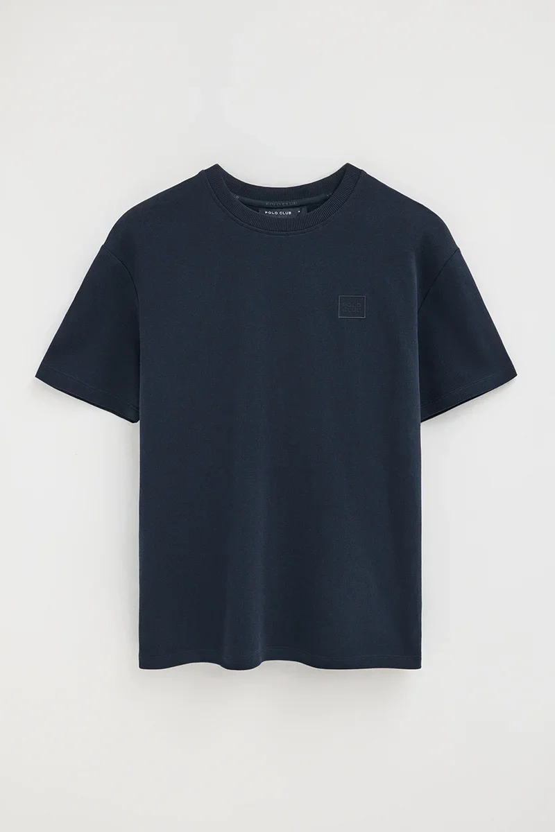 Camiseta azul marino con microestructura y parche Polo Club - Image 9