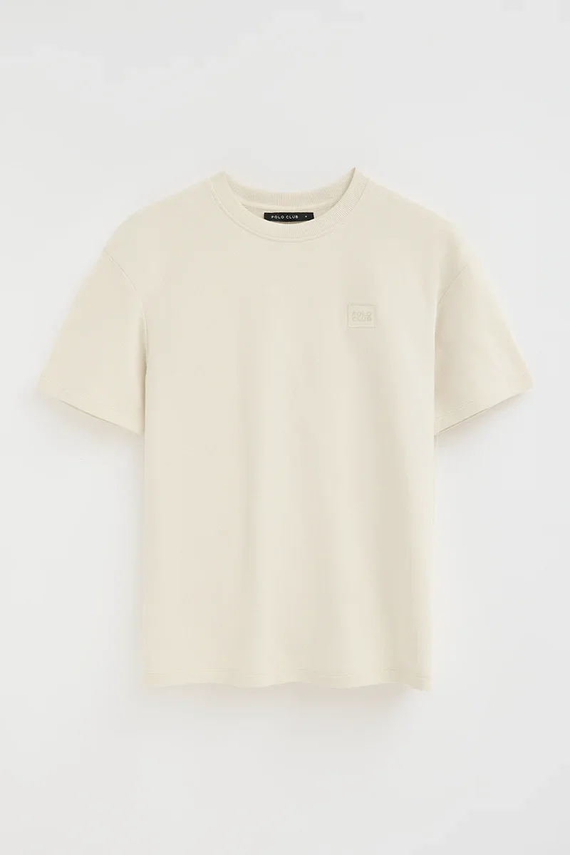 Camiseta color crudo con microestructura y parche Polo Club - Image 7
