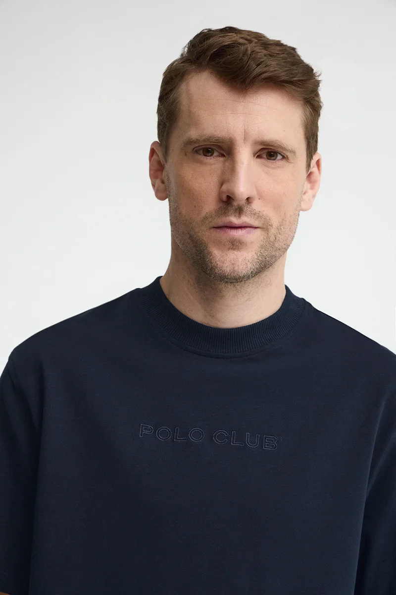 Camiseta azul marino de corte holgado con bordado Polo Club - Image 3