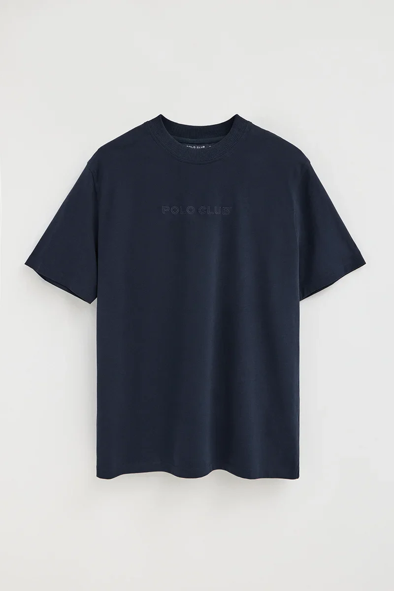 Camiseta azul marino de corte holgado con bordado Polo Club - Image 9