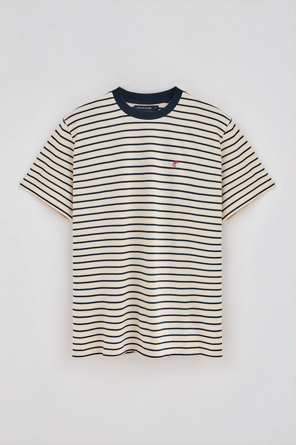 Camiseta de rayas azul marino y beige con monograma bordado - Image 6