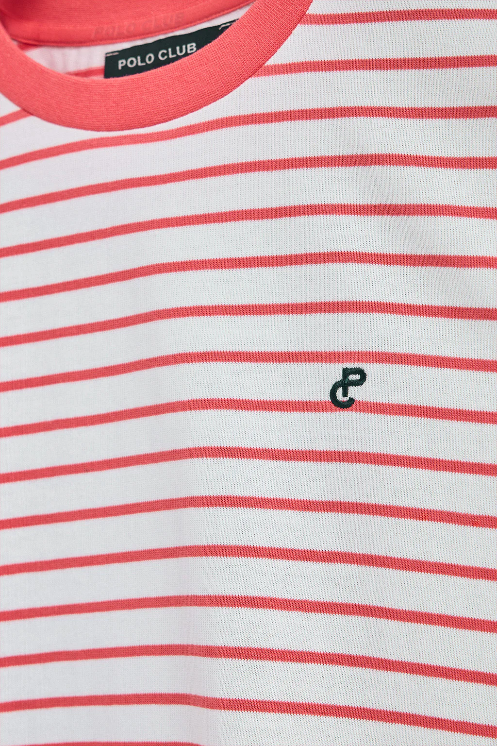 Camiseta de rayas color coral y beige con monograma bordado - Image 11