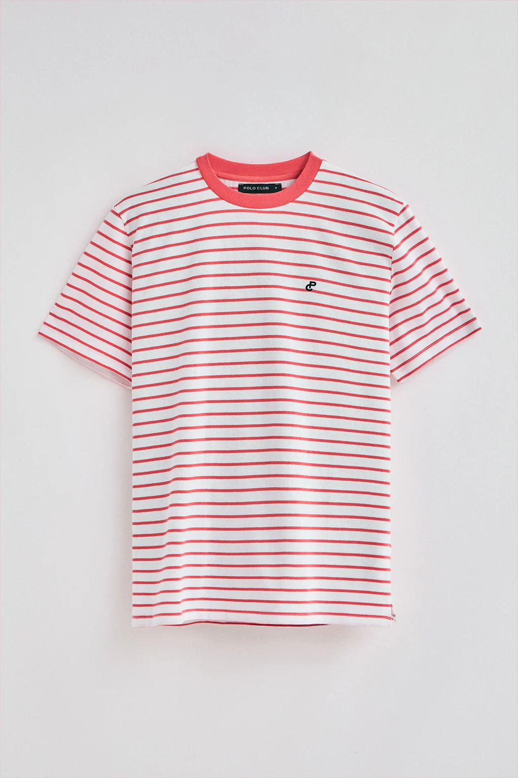 Camiseta de rayas color coral y beige con monograma bordado - Image 5