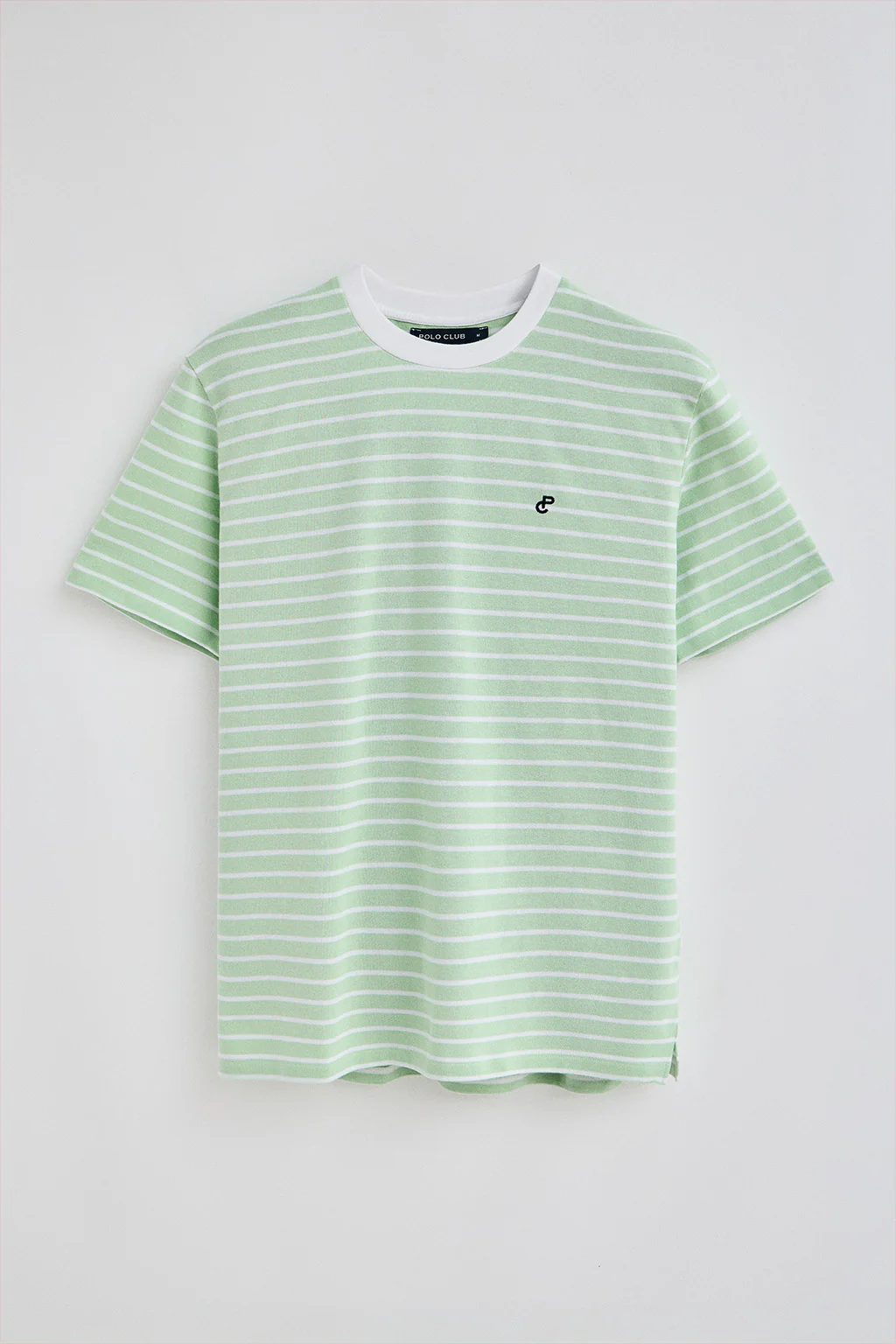 Camiseta de rayas color menta y beige con monograma bordado - Image 7
