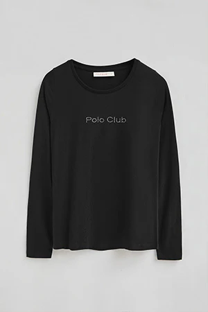 Camiseta negra de manga larga con brillantes Polo Club - Image 9