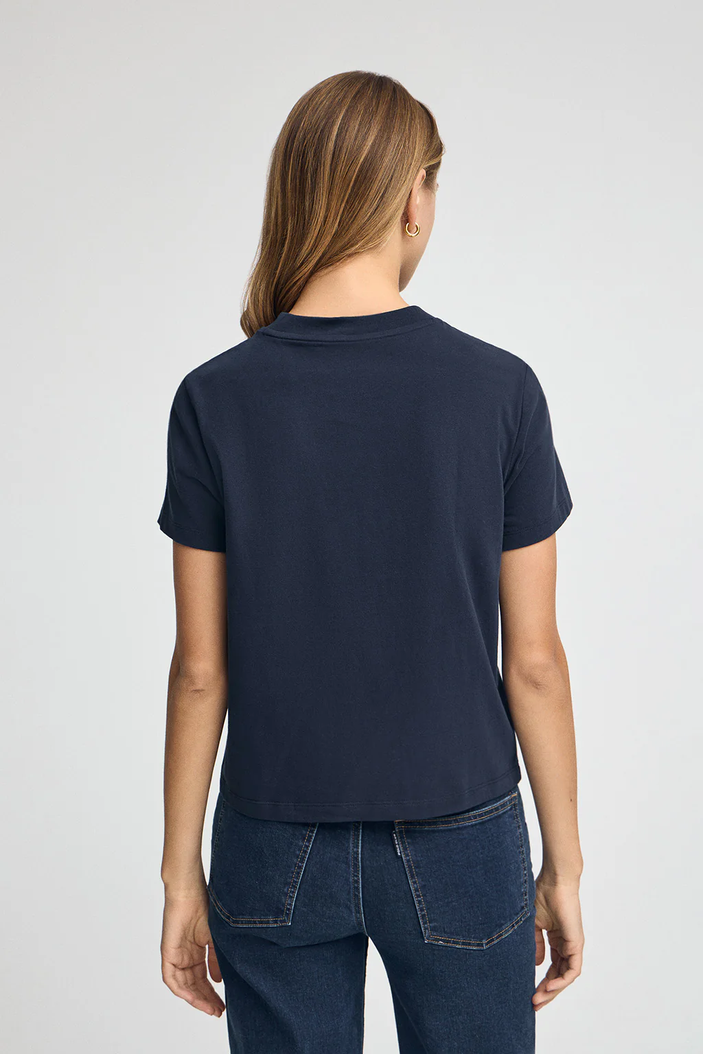 Camiseta azul marino de manga corta y corte boxy con logotipo brillantes Polo Club - Image 5