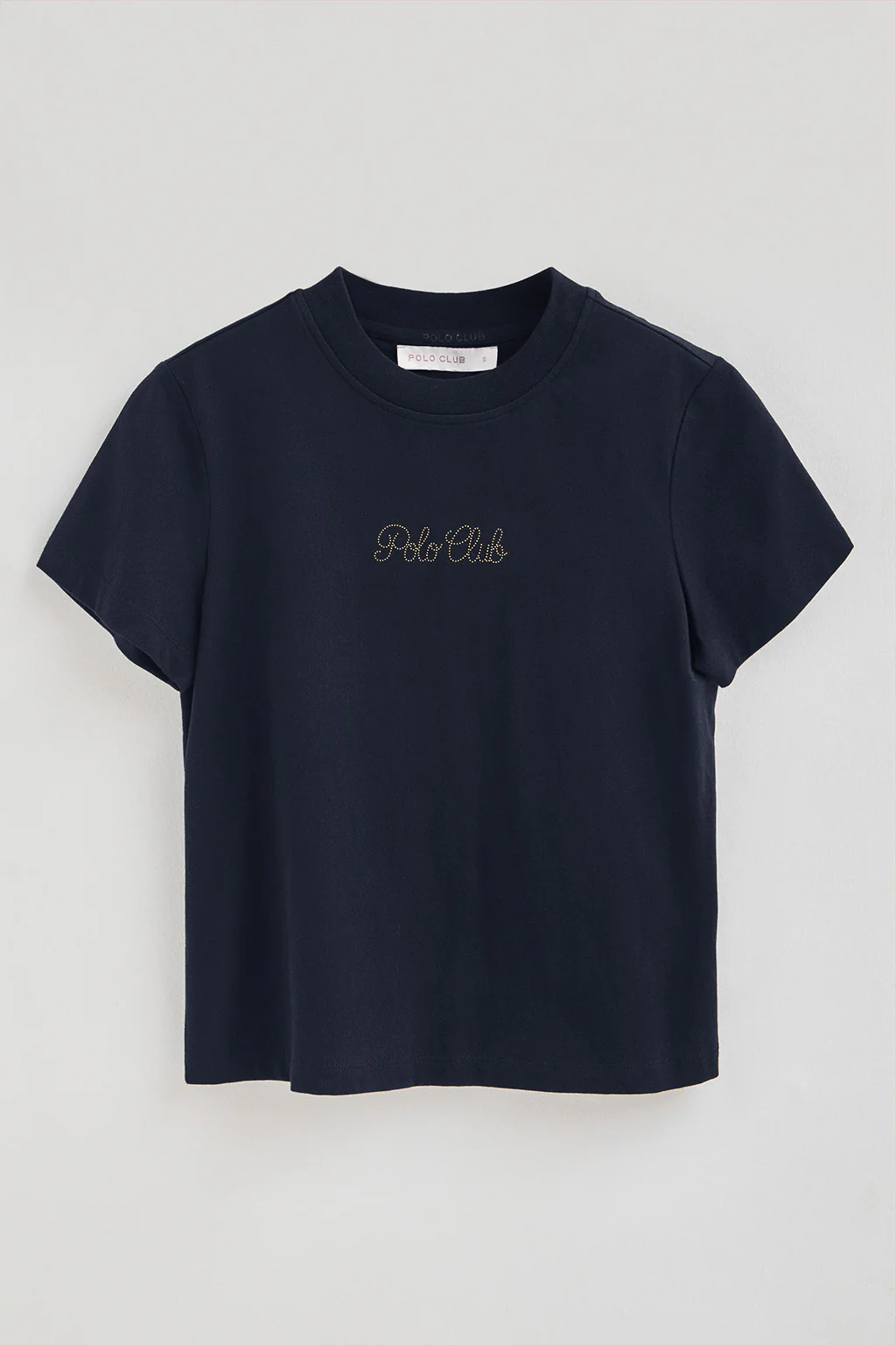 Camiseta azul marino de manga corta y corte boxy con logotipo brillantes Polo Club - Image 6