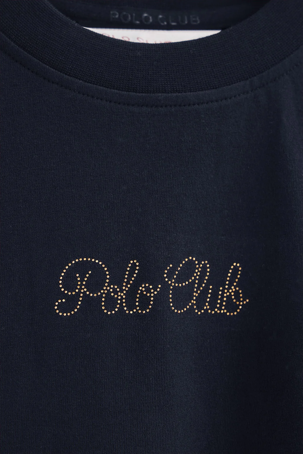 Camiseta azul marino de manga corta y corte boxy con logotipo brillantes Polo Club - Image 7