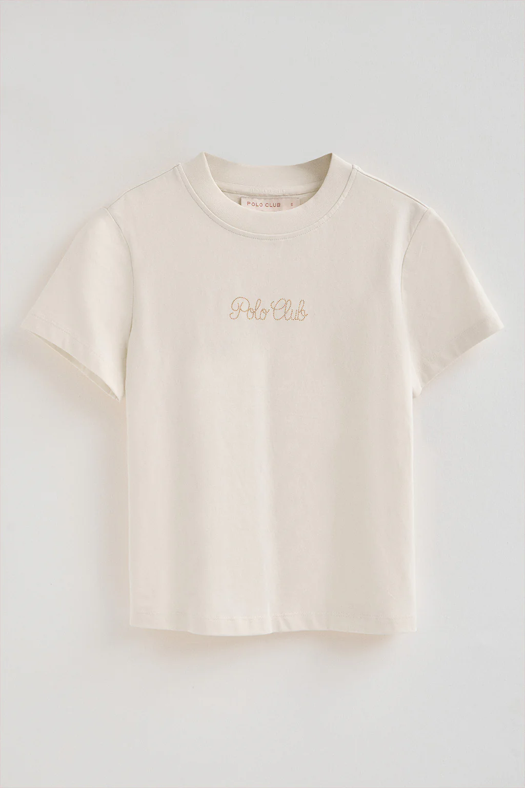 Camiseta color crudo de manga corta y corte boxy con logotipo brillantes Polo Club - Image 6