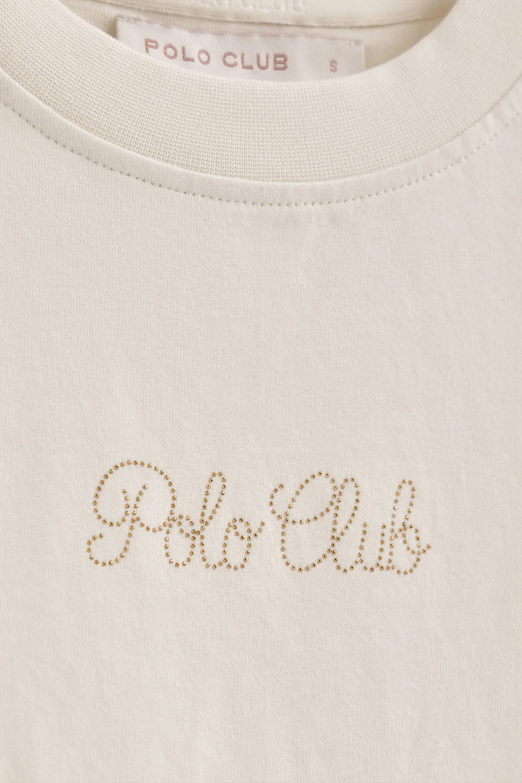 Camiseta color crudo de manga corta y corte boxy con logotipo brillantes Polo Club - Image 7