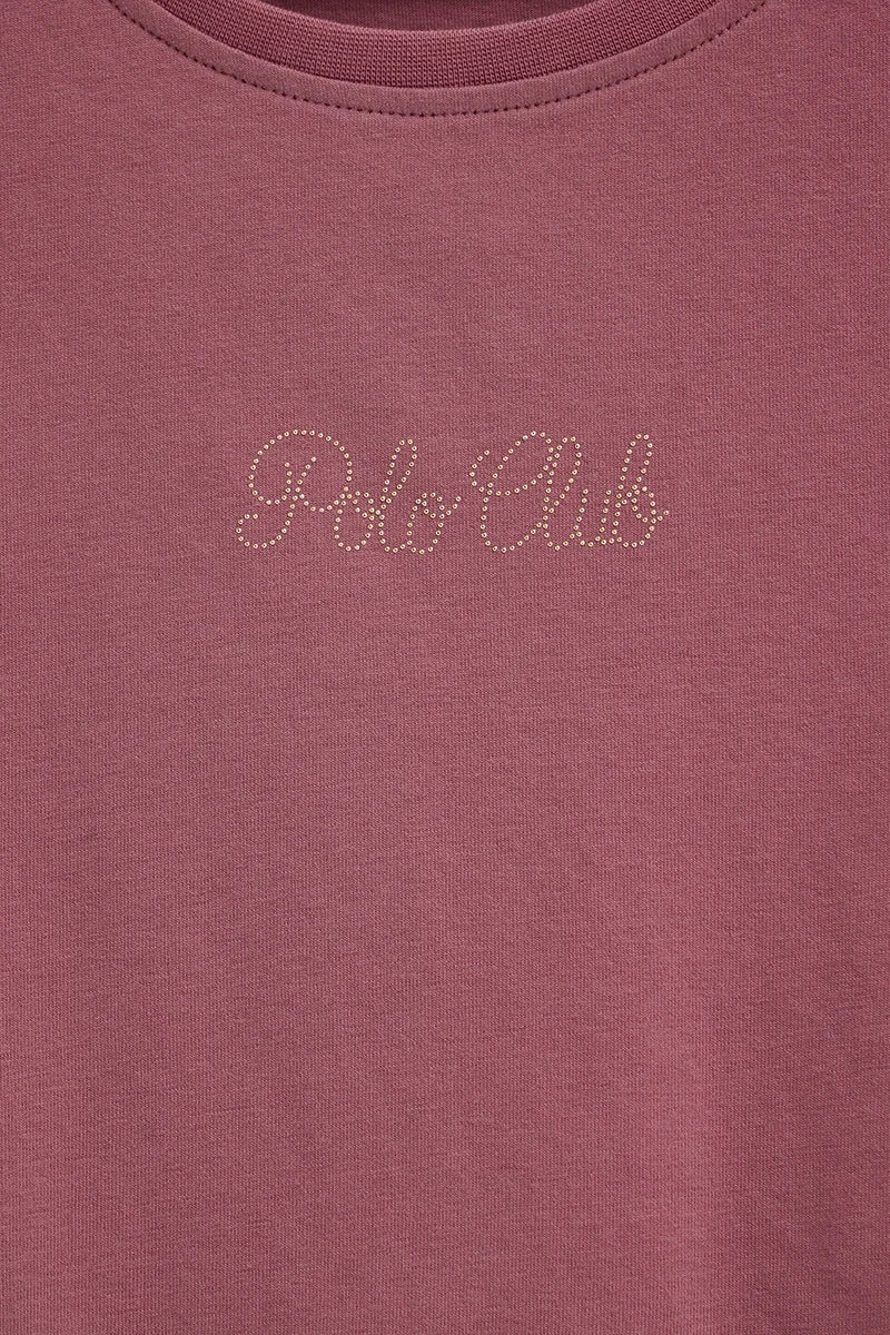 Camiseta rosa retro de manga corta con brillantes Polo Club - Image 7