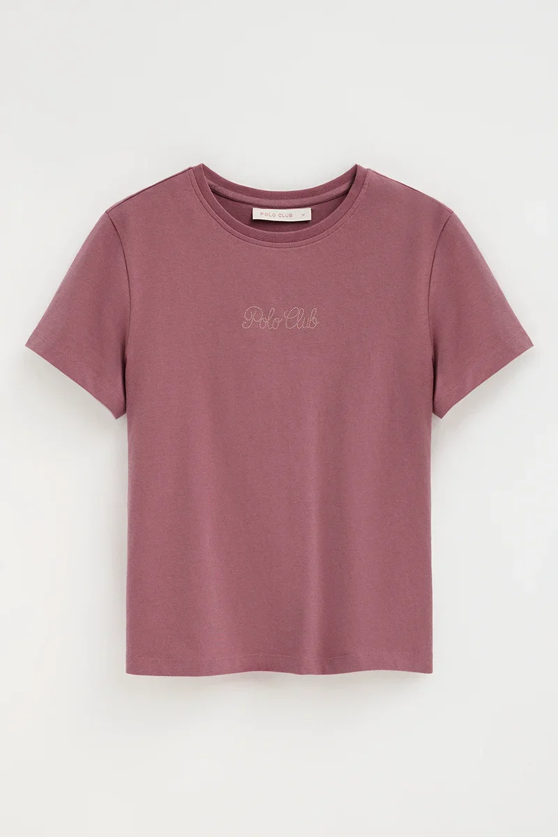 Camiseta rosa retro de manga corta con brillantes Polo Club - Image 9