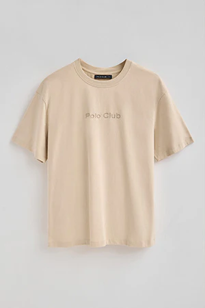 Camiseta beige de manga corta y logo engomado Polo Club - Image 8