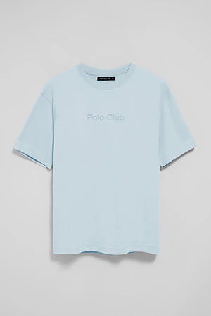 Camiseta azul claro de manga corta y cuello redondo con logotipo Polo Club - Image 8