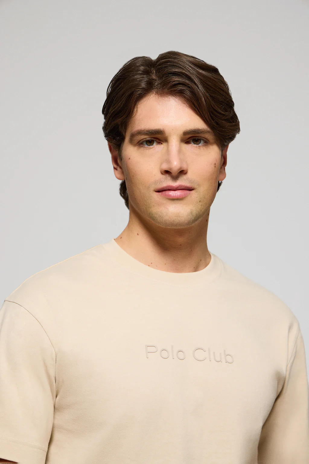 Camiseta beige de manga corta y cuello redondo con logotipo Polo Club - Image 3