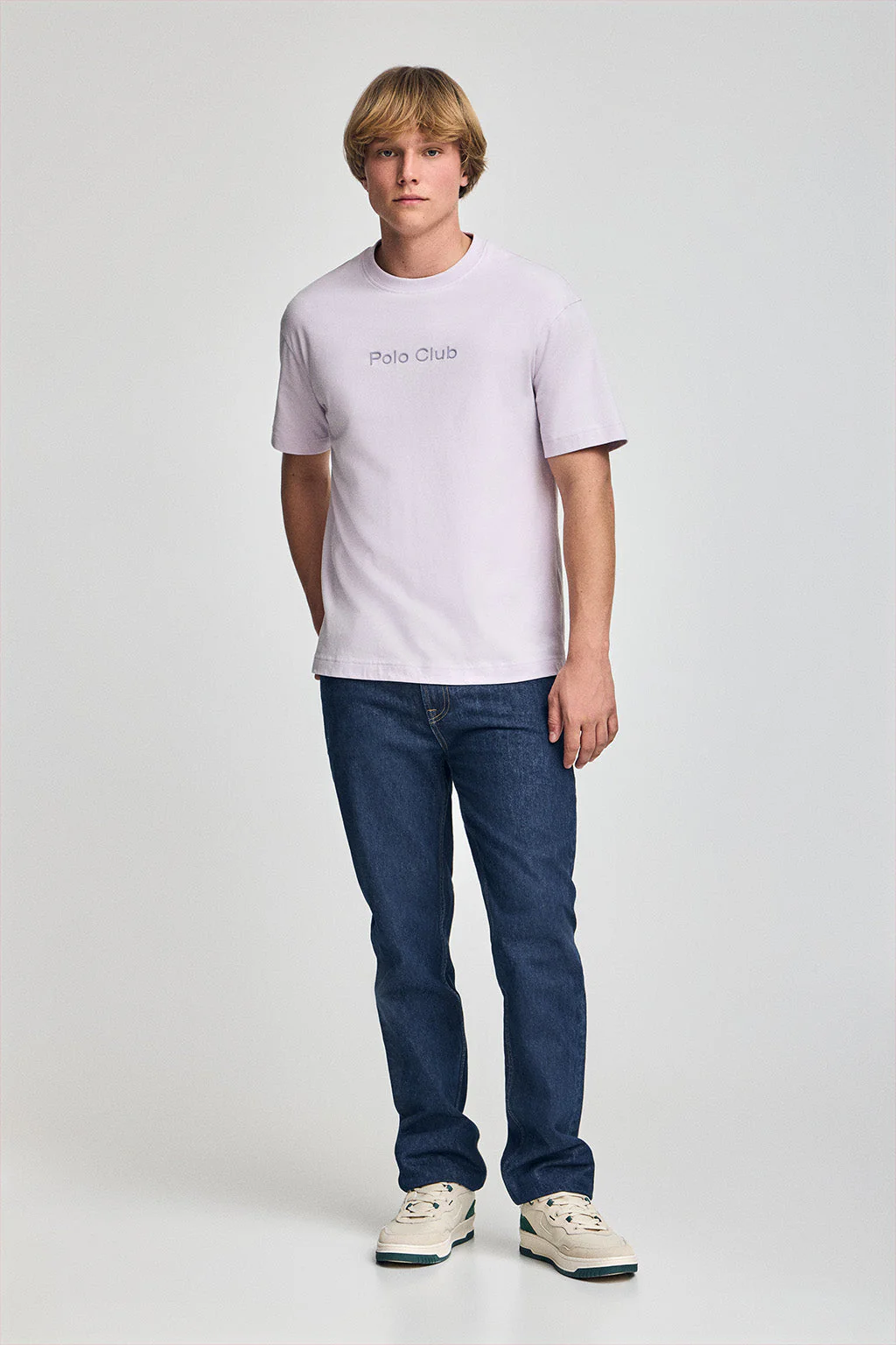 Camiseta color lavanda de manga corta y cuello redondo con logotipo Polo Club - Image 4