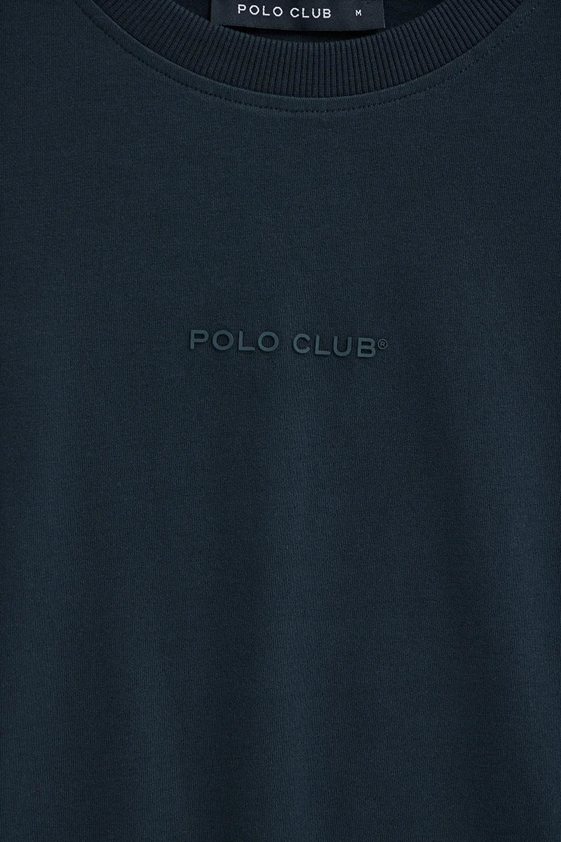 Camiseta azul marino de corte relajado con logo engomado Polo Club - Image 7