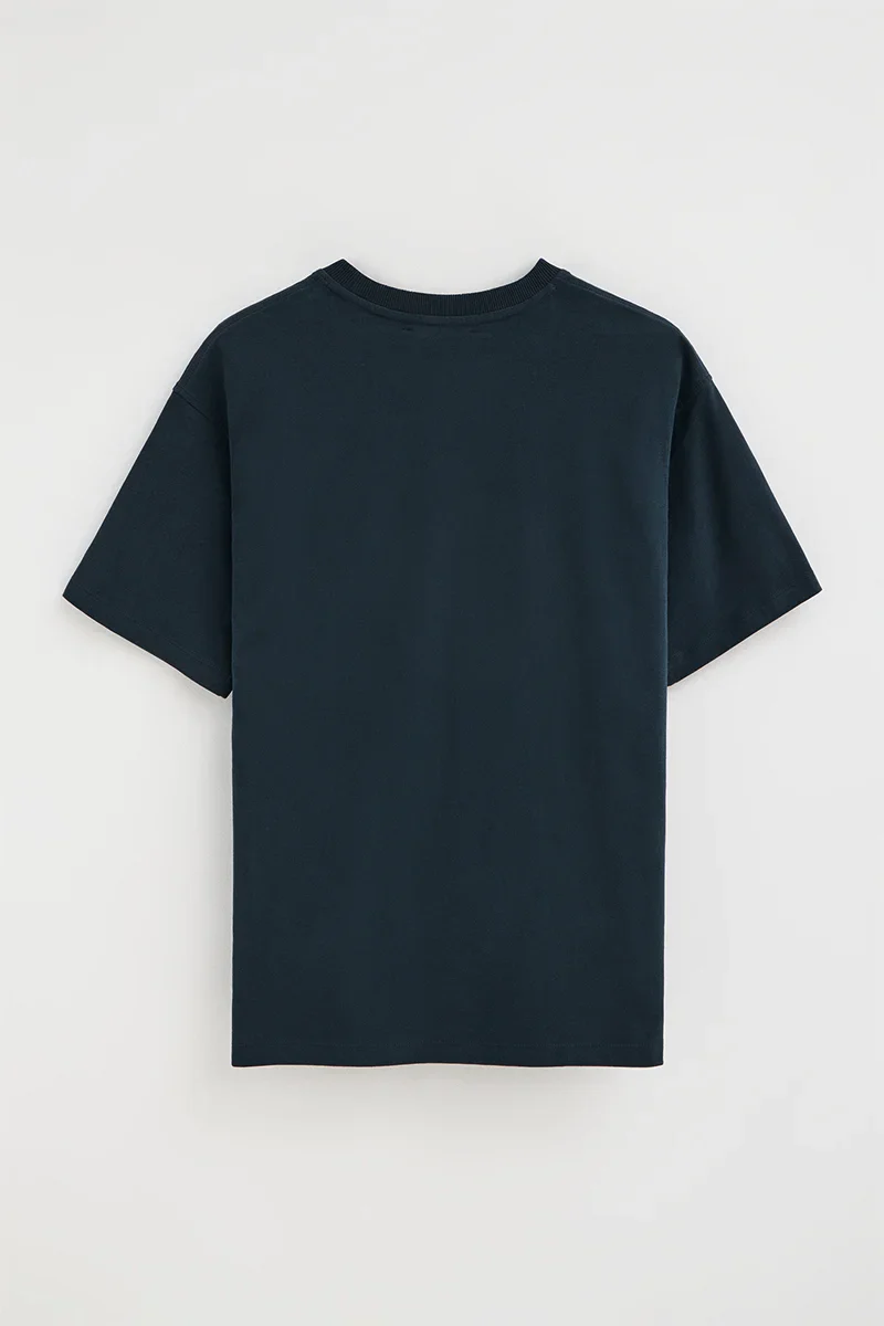 Camiseta azul marino de corte relajado con logo engomado Polo Club - Image 8