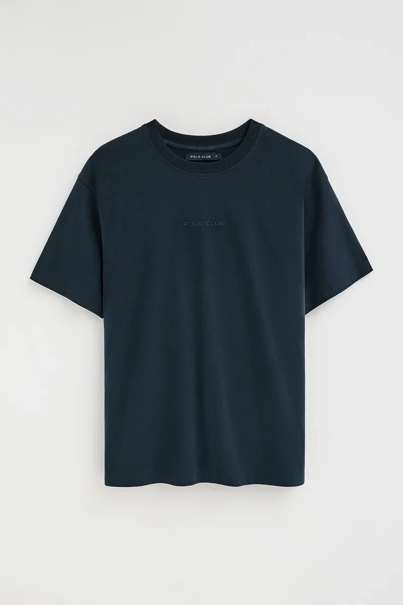 Camiseta azul marino de corte relajado con logo engomado Polo Club - Image 9