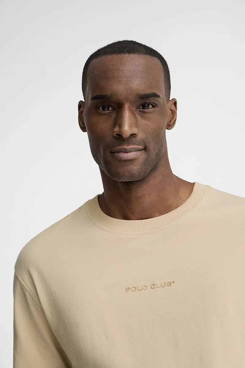 Camiseta beige de corte relajado con logo engomado Polo Club - Image 3