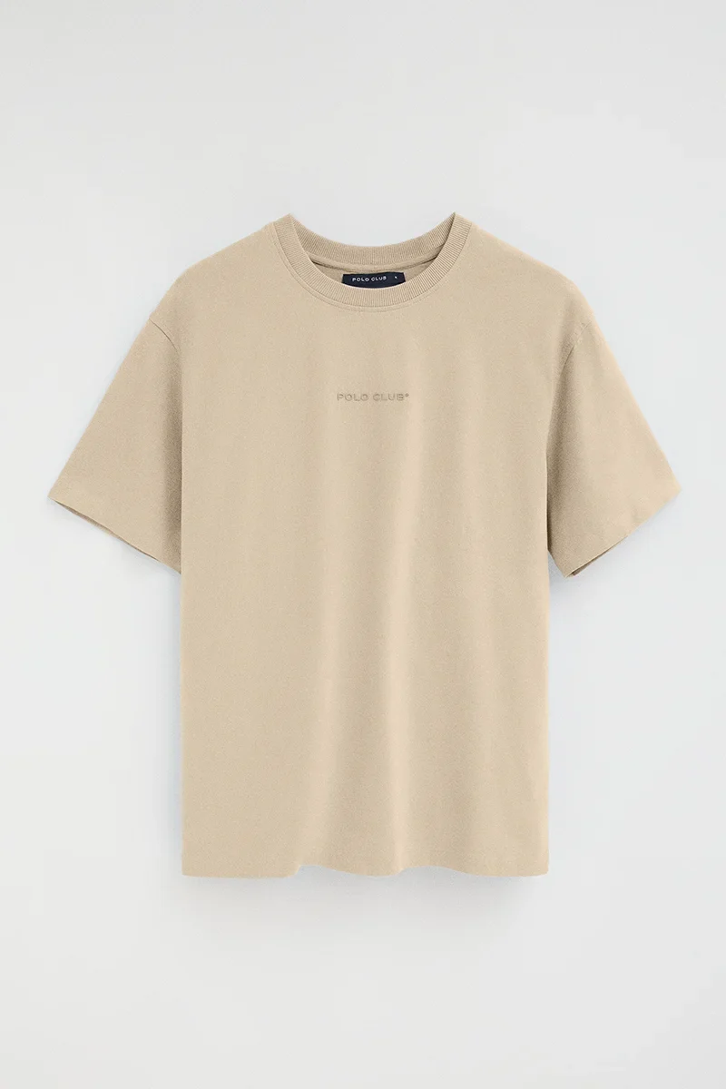 Camiseta beige de corte relajado con logo engomado Polo Club - Image 9