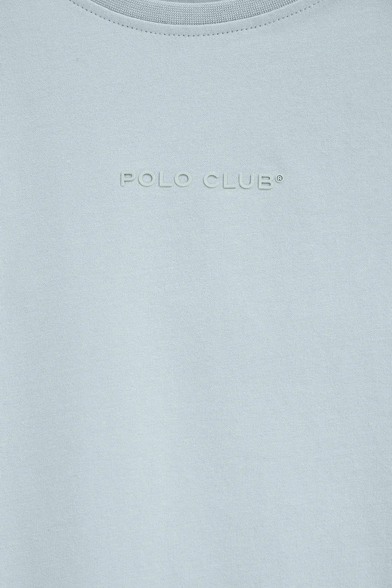 Camiseta azul claro de manga corta y corte recto con logo engomado Polo Club - Image 7