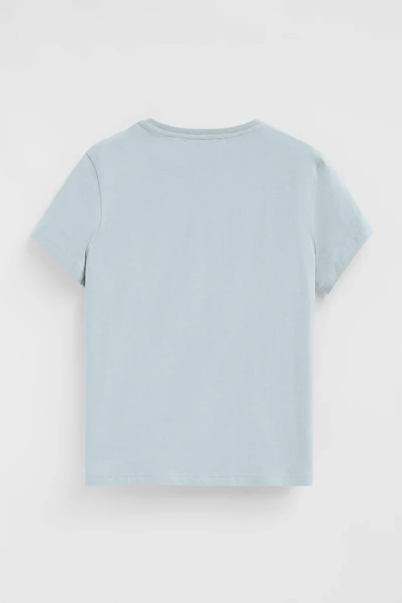 Camiseta azul claro de manga corta y corte recto con logo engomado Polo Club - Image 8