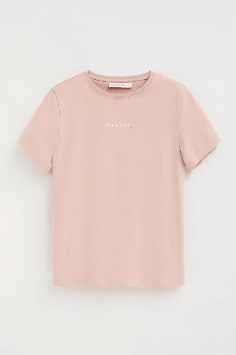 Camiseta rosa palo de manga corta y corte recto con logo engomado Polo Club - Image 9