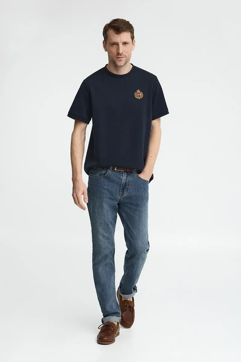 Camiseta azul marino de manga corta con logo náutico Polo Club - Image 4