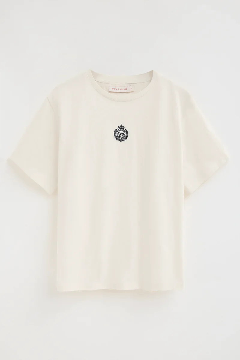 Camiseta color crudo de manga corta con bordado náutico Polo Club - Image 6