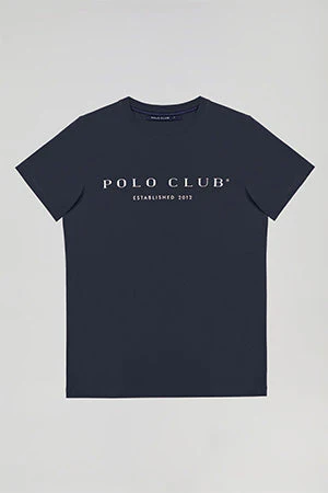 Camiseta básica azul marino con print icónico Polo Club - Image 9