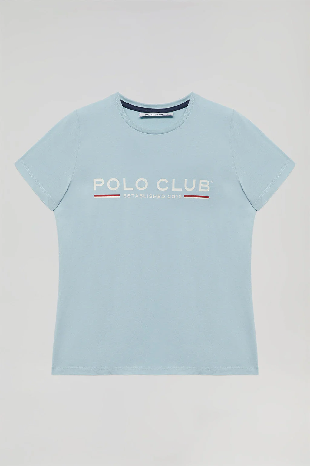 Camiseta básica azul celeste con print icónico en el pecho - Image 6
