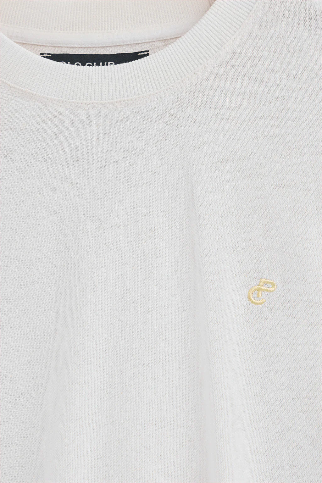 Camiseta blanca en lino y algodón de cuello redondo y monograma bordado - Image 7