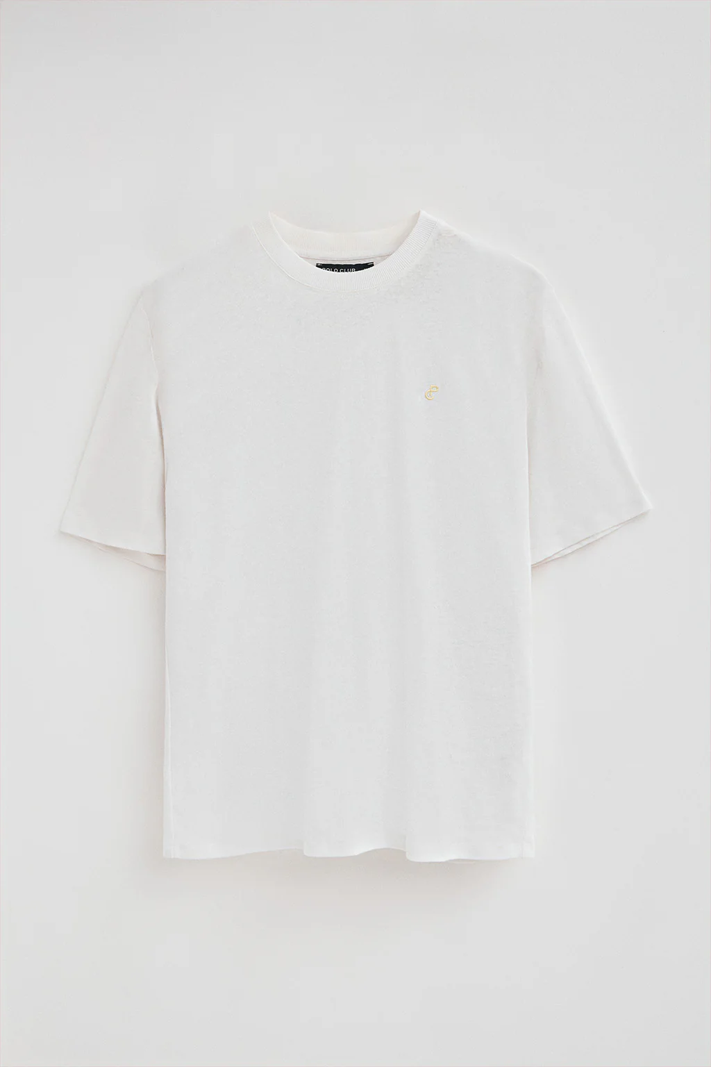 Camiseta blanca en lino y algodón de cuello redondo y monograma bordado - Image 8