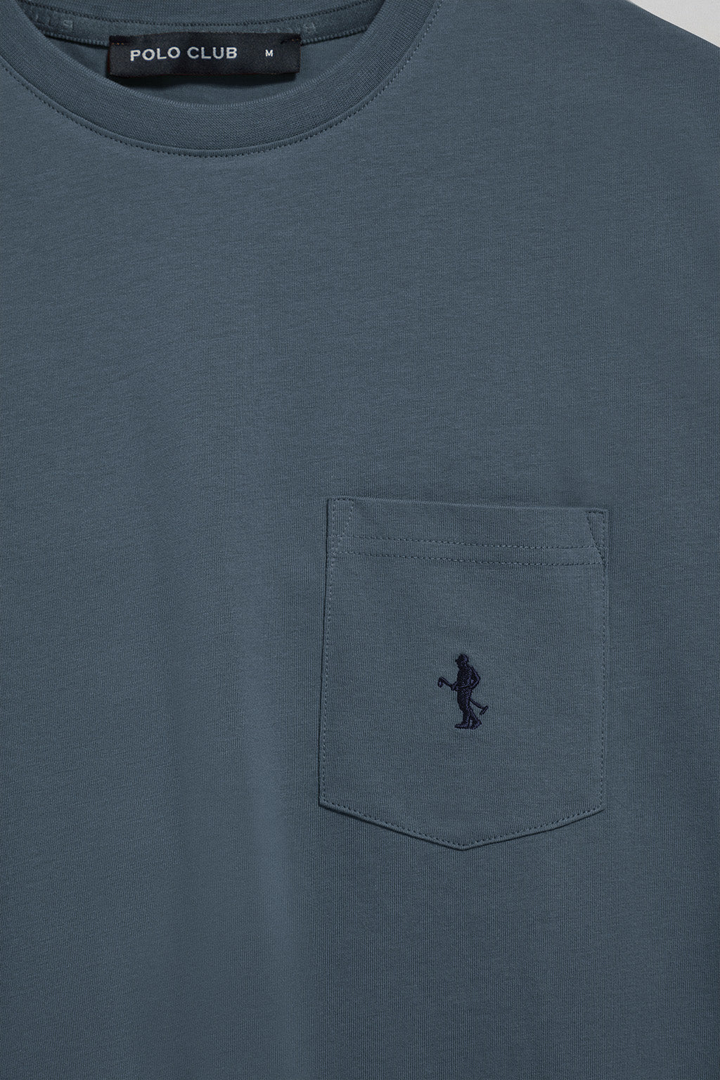 Camiseta azul denim de manga corta con bolsillo y bordado Rigby Best - Image 9