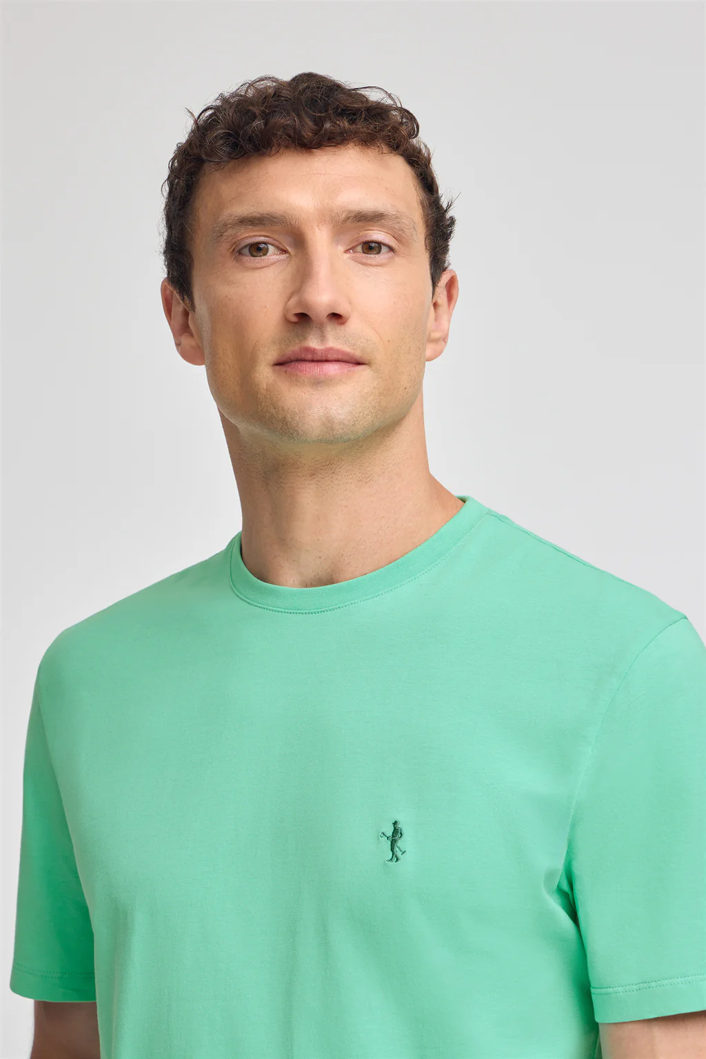 Camiseta aguamarina básica de cuello redondo y bordado Rigby Best - Image 2