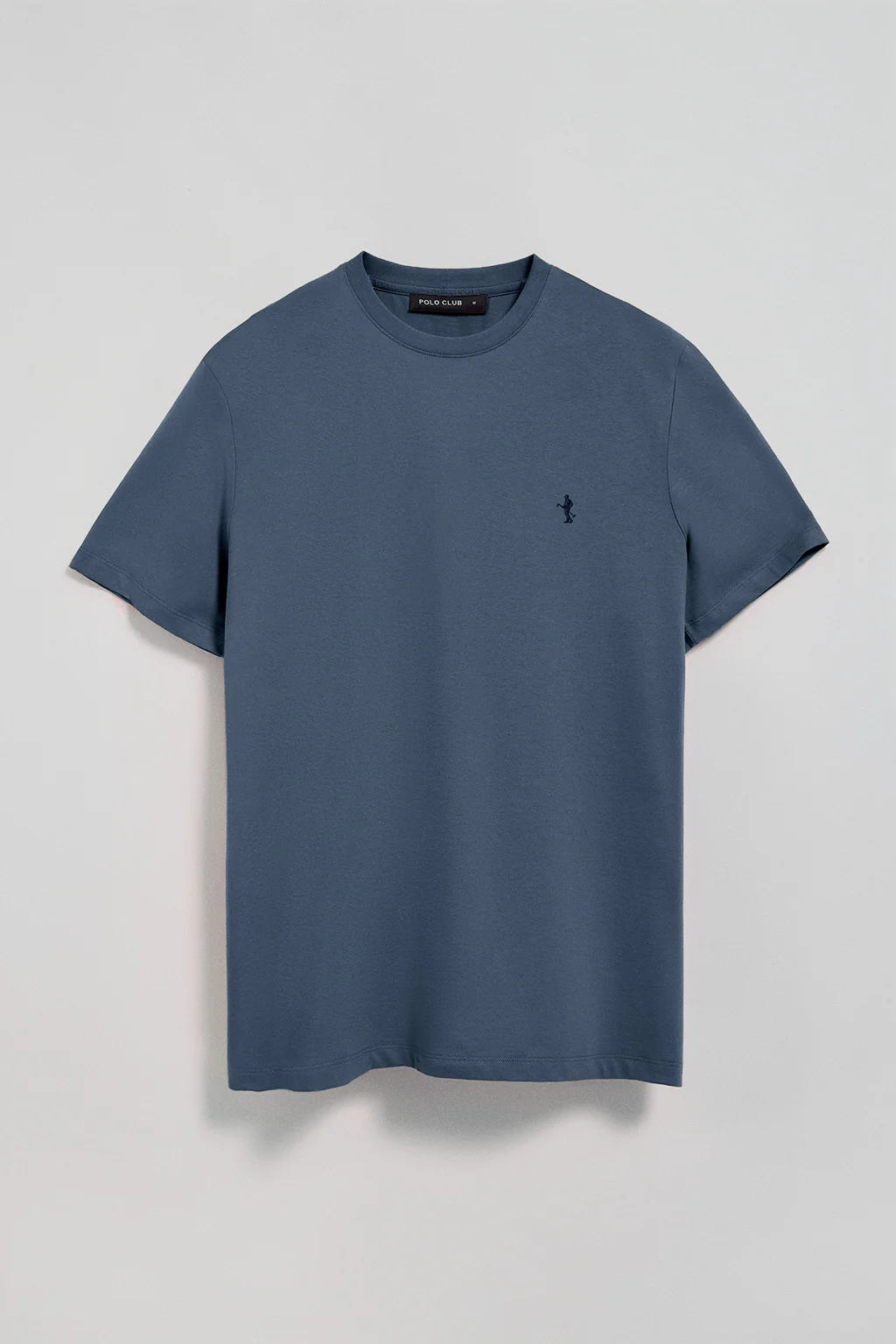 Camiseta azul denim básica de cuello redondo y bordado Rigby Best - Image 8
