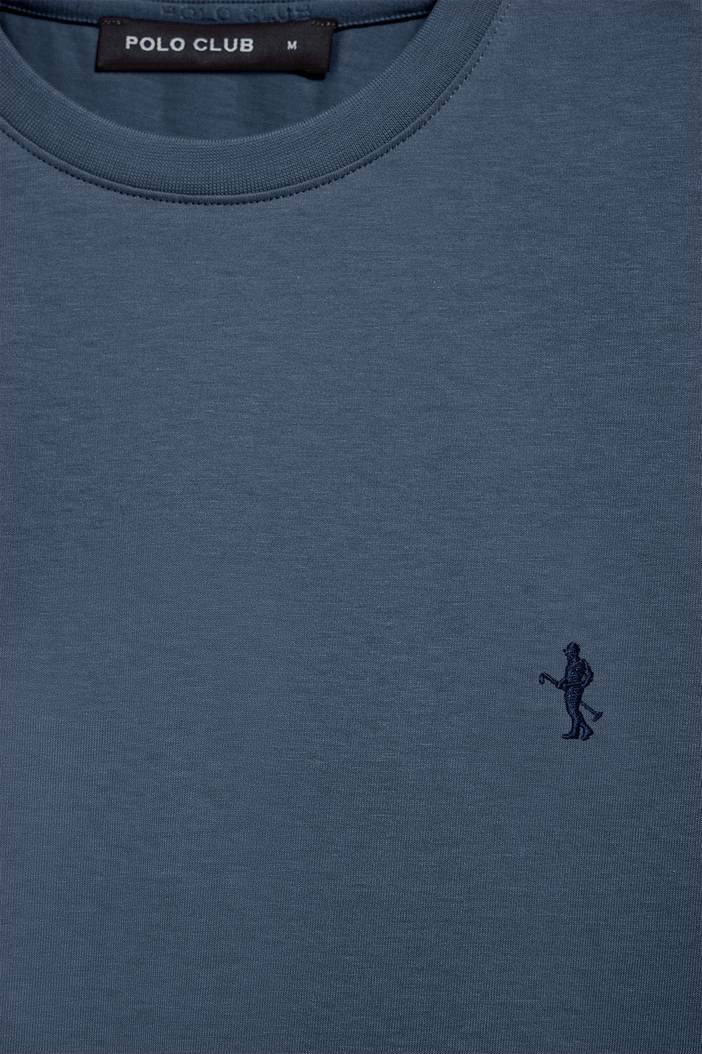 Camiseta azul denim básica de cuello redondo y bordado Rigby Best - Image 9