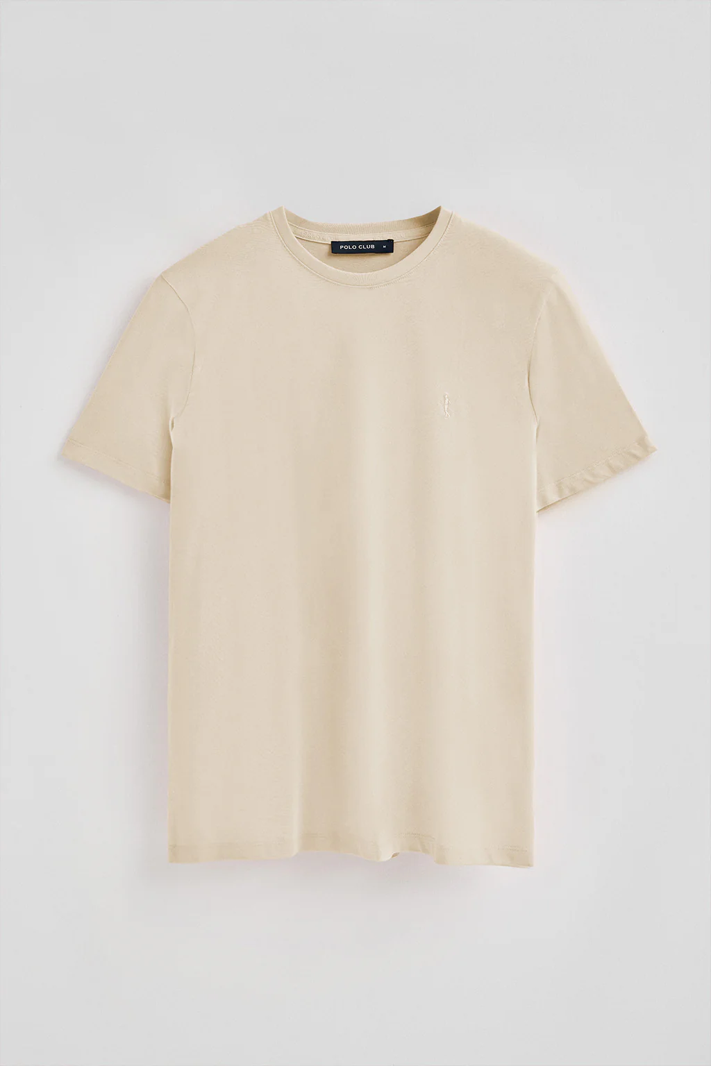 Camiseta beige básica de cuello redondo y bordado Rigby Best - Image 8