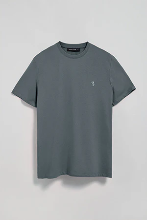 Camiseta gris piedra básica de cuello redondo y bordado Rigby Best - Image 8