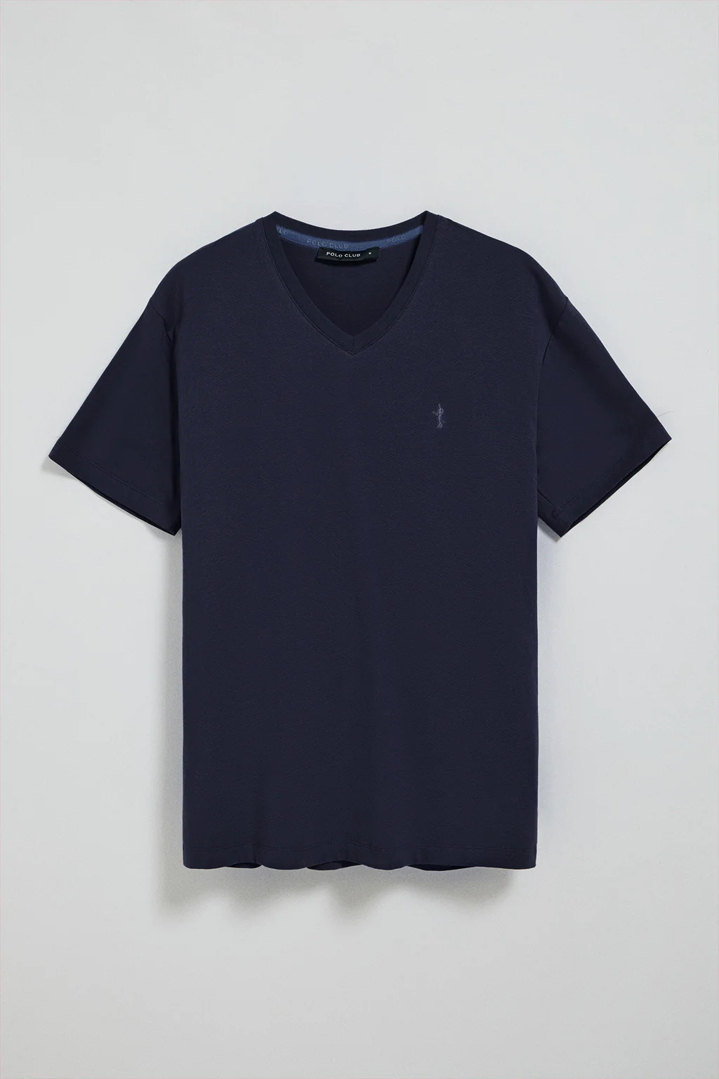 Camiseta azul marino de manga corta y cuello de pico con bordado Rigby Best - Image 7