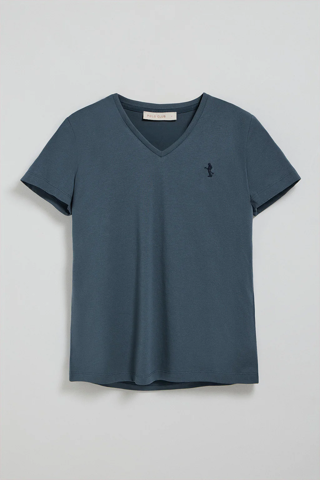 Camiseta azul denim de escote en pico y bordado Rigby Best - Image 5