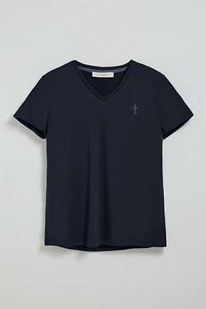 Camiseta azul marino de escote en pico y bordado Rigby Best - Image 6