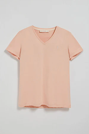 Camiseta color maquillaje de escote en pico y bordado Rigby Best - Image 8