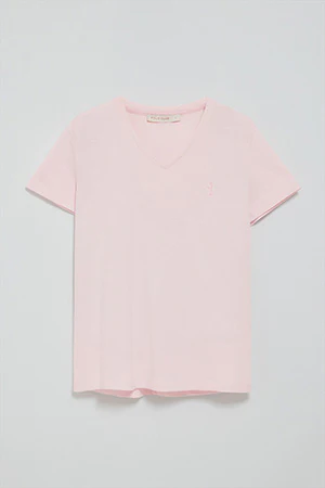 Camiseta rosa de escote en pico y bordado Rigby Best - Image 9