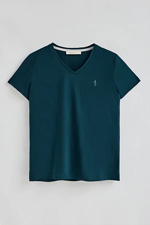 Camiseta azul verdoso de escote en pico y bordado Rigby Best - Image 9